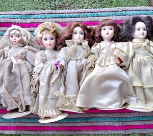 5 VTG Brides Of America Porcelain Dolls 14” Sarah Julia Dorothy Lindsey 4 Crafts - Picture 1 of 12