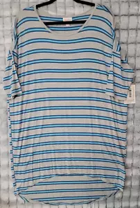 LuLaRoe Irma Striped T-shirt Women's Small Blue & Gray Tunic Oversized Top - Picture 1 of 2