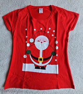 Christmas Santa T-Shirt Red Size Large Adults Brand New Without Label - Picture 1 of 11