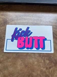 Kick Butt Decal Sticker 4” 1990s Skater Helmet Vtg Neon Pink Purple Retro