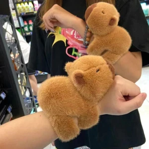 New Capybara Plush Snap Wrist Band Bracelet - Soft Toy Bracelet Toy Gifts TK - Picture 1 of 6