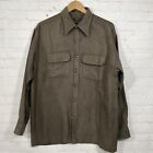 Van Heusen Soft Suede Shirt Mens Medium 15-15.5 Green Long Sleeve Button Up