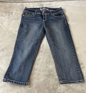 Wallflower y2k Blue Jean Crop Capris Size 13 Mid Rise - Picture 1 of 15