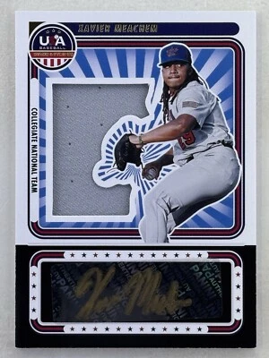 Xavier Meachem 2024 Panini Stars And Stripes Material Black Gold Auto /50 #SS-XM - Image 1 of 2