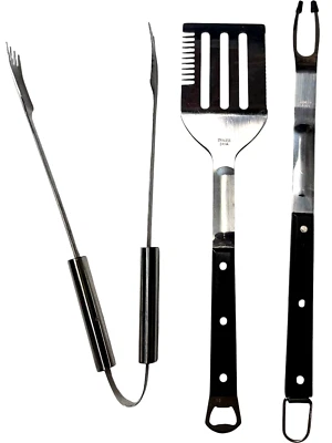 BBQ Tool Set - Stainless Steel Spatula, Tongs, and Two Pronged Barbeque Fork - Image 1 of 4