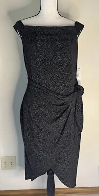 Aidan Mattox NWT wrap front sleeveless cocktail dress black and silver women's 8 - Image 1 of 4