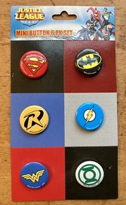 Juego de 6 mini botones de la Liga de la Justicia Superman Batman Flash Robin DC Comics - Imagen 1 de 1