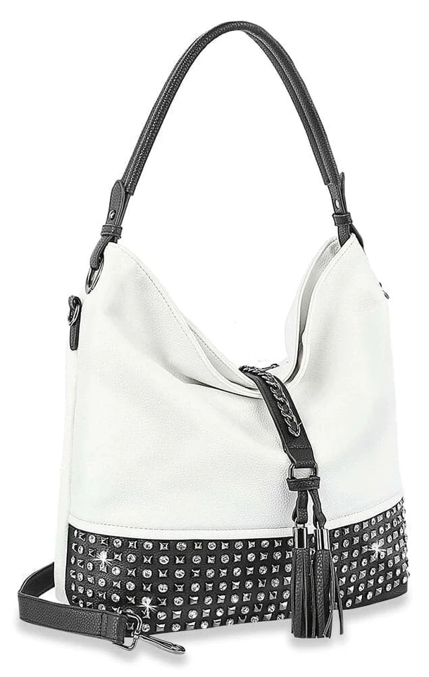 Nuevo Bolso Hobo Blanco Grande Tachonado con Borla, Cartera, Bolso, Envío Gratis Foto 1 de 1