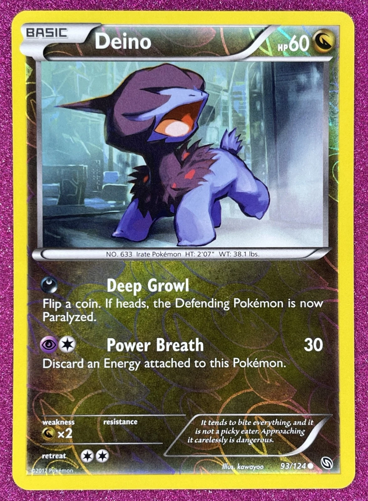 Pokemon TCG Deino 93/124 Reverse Holo B&W Dragons Exalted English 2012 LP