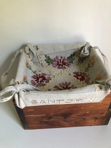 Santorini Cloth Embroidered Bread Basket Cover