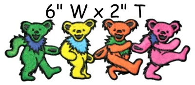 C&D Grateful Dead Dancing Bears LARGE Connected Logo Patch Embroidered Iron Sew On