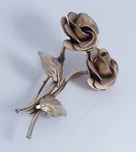 * Broche prendedor vintage Rolyn Inc 1/20 12K GF rosas 1,5" era años 60 BONITO - Imagen 1 de 2