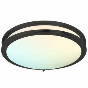 Luxrite 16 Inch LED Flush Mount 5 CCT Dimmable 24W 1920 Lumens Matte Black - Picture 1 of 7
