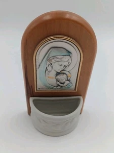 Antique Holy Water Font Madonna with Child Mary unique  decor church Italy 925 - Picture 1 of 7