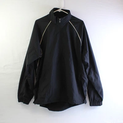 IZOD Men's L Lightweight Black Windbreaker 1/2 Zip Jacket 90's - Image 1 of 4