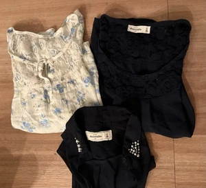 Abercrombie Kids XL Top Bundle (3) – Black Studded, Blue Lace, White Floral Lot - Picture 1 of 21
