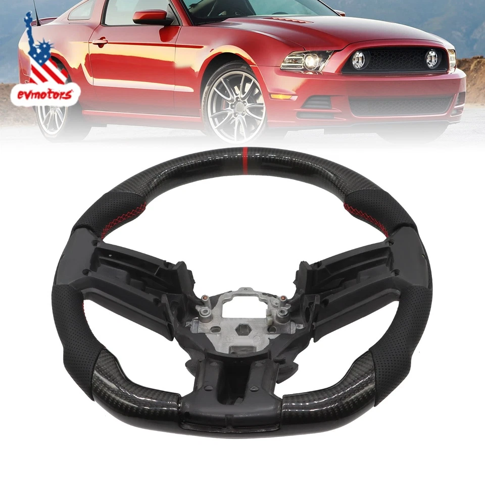 Real Carbon Fiber Steering Wheel For Ford Mustang EcoBoost GT 2012 -2014 - Image 1 of 4
