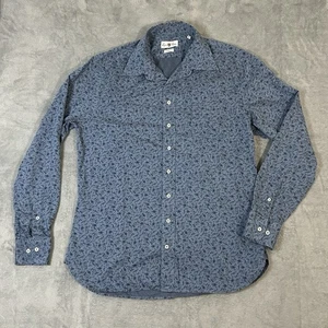 Alan Paine England Men’s M Blue Floral Cotton Button Down Shirt Updated Fit - Picture 1 of 6