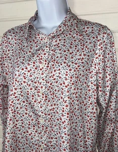 Ralph Lauren CHAPS Gr. Medium bügelfrei rot weiß geblümt 100 % Baumwolle Top gebraucht, in einwandfreiem Zustand - Bild 1 von 10