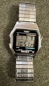 Vtg TIMEX Indiglo Men’s Digital Watch w SPEIDEL Stainless Steel Expansion Band - Picture 1 of 6