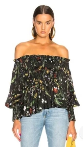 Alexis ELSA Asymmetrical Off Shoulder Smocked Blouse XS Whimsy Goth Fairy Arty - Picture 1 of 24