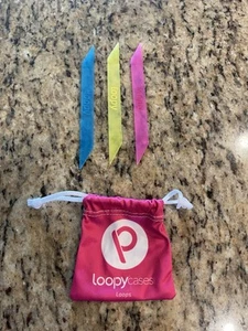 Loopy Case Loops Brand New Bright Neon Colors With Pouch Blue Yellow Pink - Picture 1 of 2