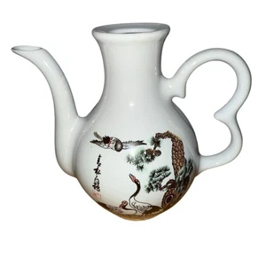 Kutani Vintage Japanese Red Crowned Cranes Porcelain Tea/Sake Pot no lid Japan - Picture 1 of 6
