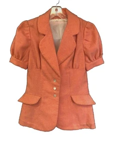 True 1970 Vintage Wool Blend Lined Blazer Tailored Petal Collar Small - Picture 1 of 9