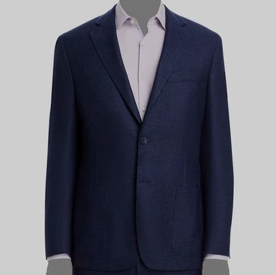 Мужской синий однотонный неструктурированный приталенный костюм Vince куртка размер 46R - Изображение 1 из 2