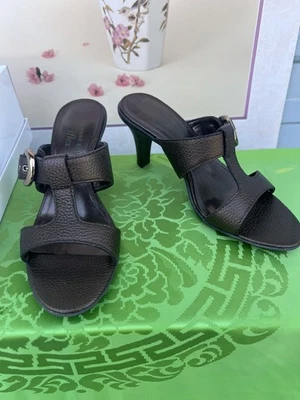 Sandalias para mujer Anne Klein con tiras punta abierta deslizables zapatos talla 6 marrón oscuro nuevas en caja Foto 1 de 4