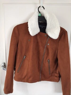 Abrigo cortavientos de gamuza marrón Climax Storm de la colección francesa para dama talla UK 12 Foto 1 de 4