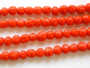 Vintage Coral Baroque Glass Beads Japan 6mm (10) jpn002B - Picture 1 of 2