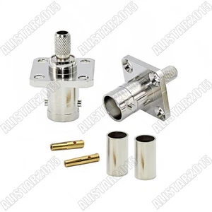 10x conector conector hembra BNC 4 orificios montaje de panel de brida para cable LMR195 RG58 - Imagen 1 de 5
