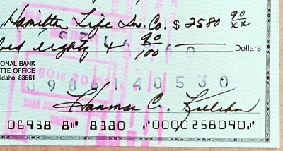 Harmon Killebrew  HOF Signed Canceled 1981  Check  AUTO - Image 1 of 3