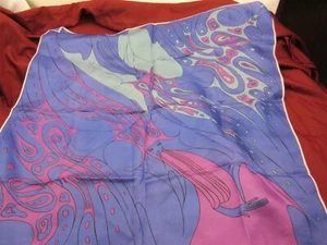 Mermaid ?? psychedelic scarf kerchief 26" square S 287 - Picture 1 of 6