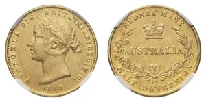 Australia 1860 1/2 Sovereign Sydney mint NGC AU50 RARE - Picture 1 of 2