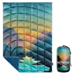 Camping Blanket,Lightweight Puffy Printed Camping Blanket Packable Outdoor Blank - Picture 1 of 5