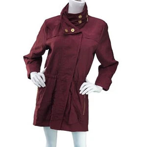 Tart Collections Womens Sz S Rain Jacket Oxblood Zip Pockets Packable Hood Lined - Picture 1 of 18