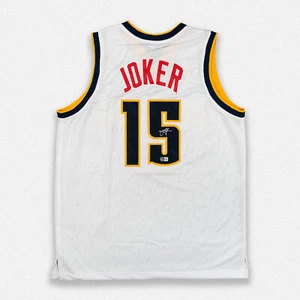 Nikola Jokić Denver Nuggets signed handsigniert weiß Pro Style Trikot BAS - Bild 1 von 2