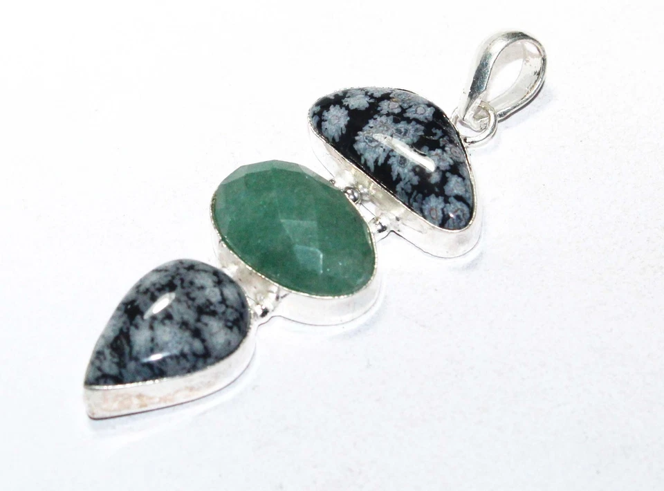 Copo de nieve obsidiana ónix piedras preciosas hecho a mano colgante joyería colgante tamaño 2 pulgadas Foto 1 de 4