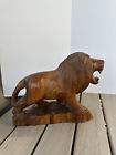Wooden Lion  Hand Carved Statue African Animal Figurine Roaring Statue