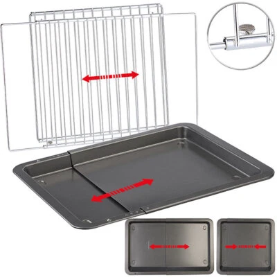 Rosenstein & Söhne 2er-Set aus Universal-Backblech und -Backofenrost, ausziehbar - Bild 1 von 4