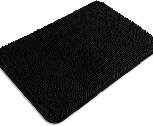 Black Bathroom Rugs – Absorbent and Washable Bath Mat, Non-Slip, Thick Soft Chen - Picture 1 of 7