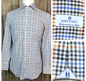 Camicia elegante Hadleighs con bottoni manica lunga fatta a mano in Italia uomo 15,5-39 usata in ottime condizioni - Foto 1 di 9