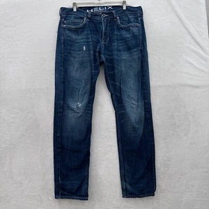 Helix Jeans Mens 32x32 (36x31) Blue Low Straight Leg Whisker Zipper Pocket - Picture 1 of 14