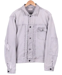 Chaqueta Allsaints Gasidro Envejecida Gris Claro Denim Suave Para Hombres Talla XXL - Imagen 1 de 11