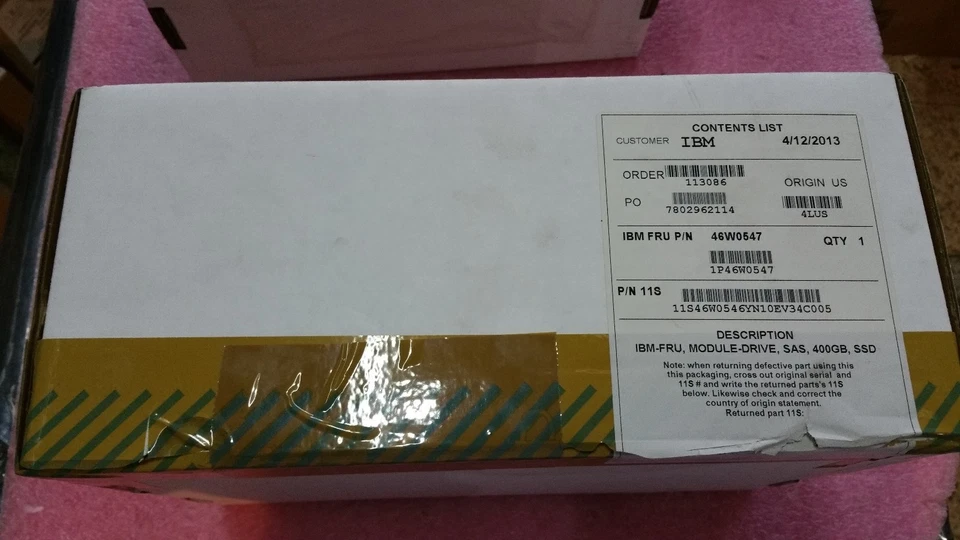 IBM 46W0547 400GB DDN 6Gb/s  SLC SSD DRIVE for SS8K SS8460 46W0546 46W0545 - Image 1 of 1