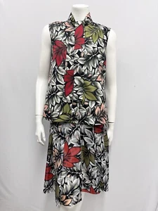 Marni Skirt & Top Set Flowers Floral Black Silver Red Coral Green Size 40 - Picture 1 of 10