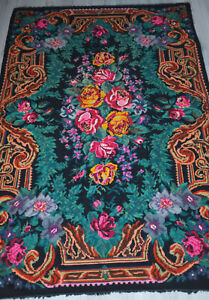 tapis rose kilim moldave Bessarabien Bessarabian Moldavian folk rug 300 x 198 cm