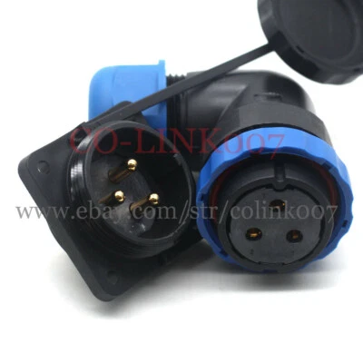 SD28 3Pin Aviation Connector IP67 Waterproof High Voltage Bulkhead Circular Plug - Image 1 of 4